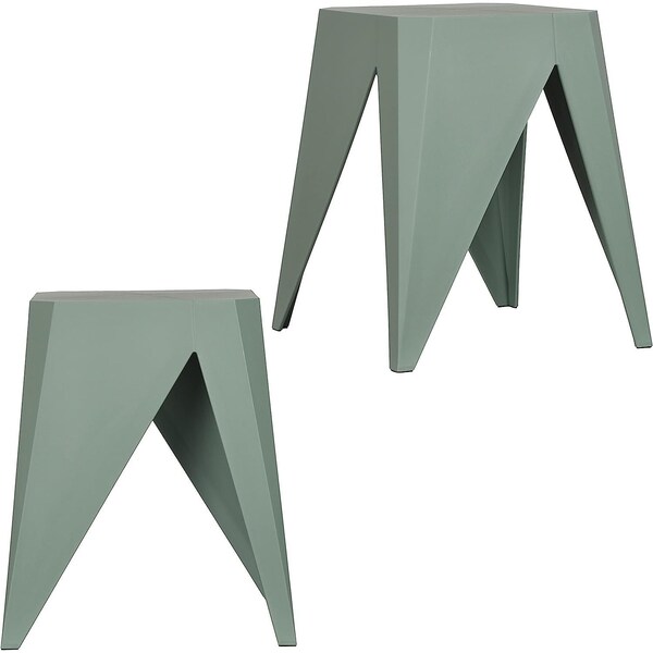 Isl Furnishings InterSpaceLiving Zuho Multi-USe Stool 2, Smoke Green, PR BS23DC-2PK-PP03 - main